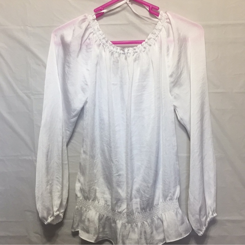 MICHAEL KORS silky white long sleeve blouse size XS